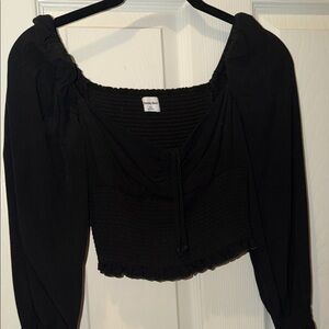 Chic Black Ruched Women's Blouse